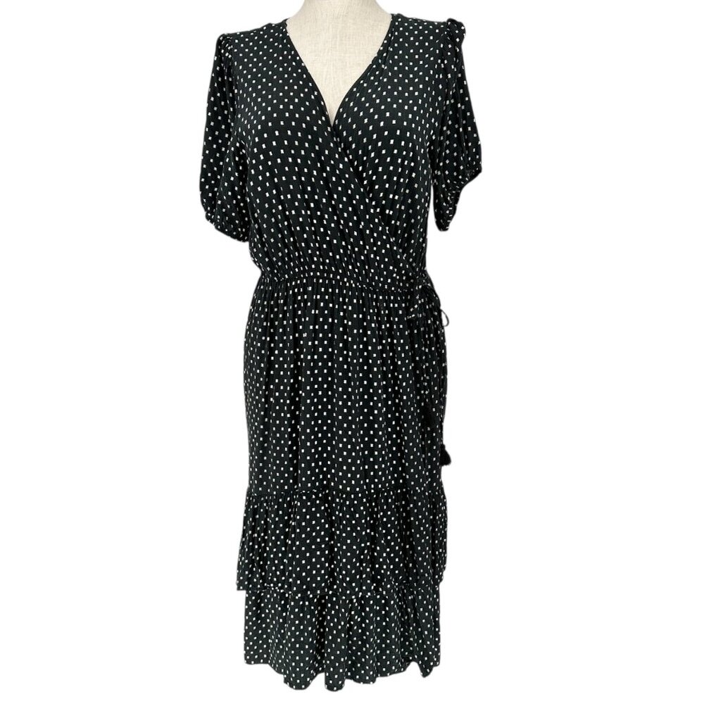 Knox Rose Wrap Midi Dress XXL Black White Polka Dot Maternity Breastfeeding